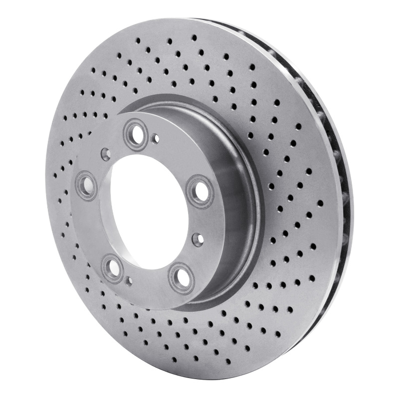 Porsche 911 Brake Rotor (1) - Right Front - R1 Concepts - Drilled GeoSPEC Coated - `98-`12